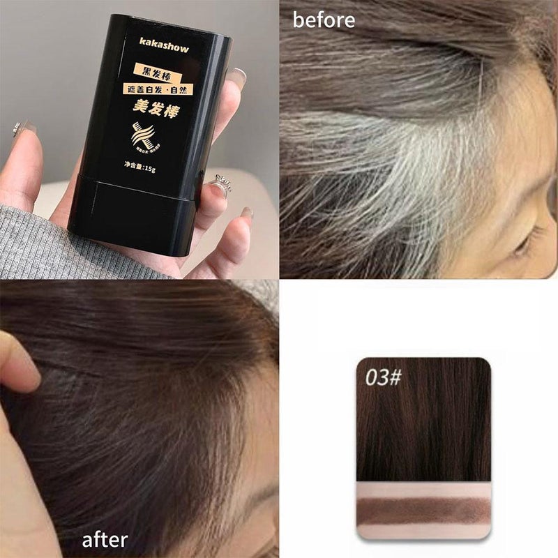 Kakashow hair styling stick provides natural and even color, features built-in comb teeth for quick combing and touch-ups, and is a 2-in-1 tool for concealing gray and black hair.